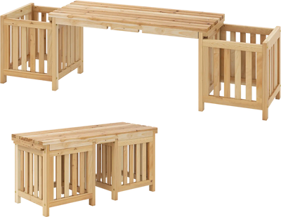 Costway 2-Person Patio Wooden Bench with Planters 158962437 New
