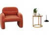 Set of  2 Modern Accent Chair and Marble Top Side Table Set
