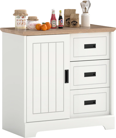 Costway Farmhouse Sideboard Buffet Cabinet w/ Sliding Doors 20634368 New