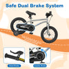 14-inch kids bike with high carbon steel frame, safe dual brake system, and removable training wheels for ages 3-5.