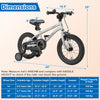 14-inch kids bike with high carbon steel frame, adjustable seat, and training wheels for boys and girls aged 3-5.