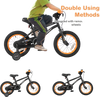 14-inch kids bike with adjustable seat, removable training wheels, and dual brake system for safe riding.