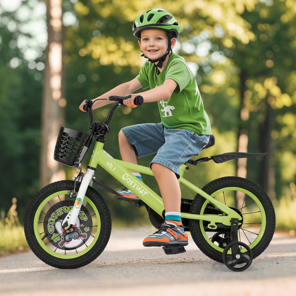 14 Inch Kids Bike Adjustable with Detachable Training Wheels for 3-5 Years Old-14 inches - Gallery View 1 of 9