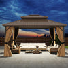 14 x 12 FT hardtop gazebo with waterproof roof and zippered curtains, perfect for outdoor patio gatherings.