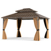 14 x 12 FT hardtop gazebo with waterproof curtains, aluminum frame, and double roof design for outdoor patio use.