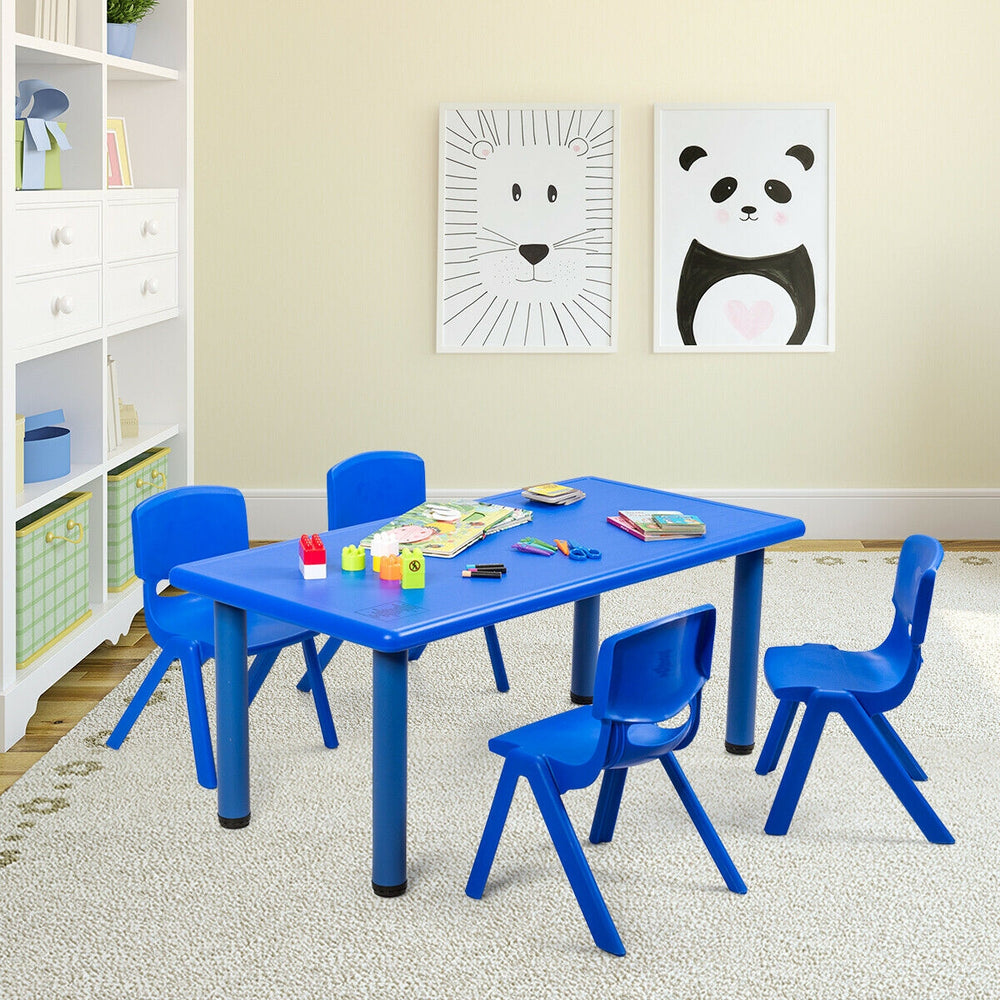 Kids Plastic Rectangular Learn and Play Table-Blue - Gallery View 1 of 12