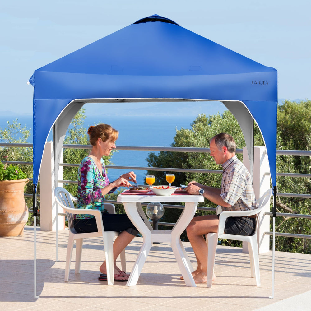 6.6 x 6.6 Feet Outdoor Pop Up Height Adjustable Canopy Tent with Roller Bag-Blue - Gallery View 1 of 12