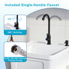 Utility sink with 14.5 Gal capacity, rotating faucet, and adjustable legs for laundry and cleanup tasks.