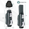 14-way dividers golf cart bag with 7 zippered pockets, lightweight design, and included rain hood for club protection.