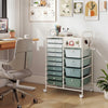 14-Drawer Rolling Storage Cart with Metal Tabletop and Pegboard-Gradient Green - Gallery View 1 of 10