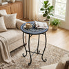 14" floral mosaic patio accent coffee table with a robust metal frame, ideal for indoor or outdoor use.