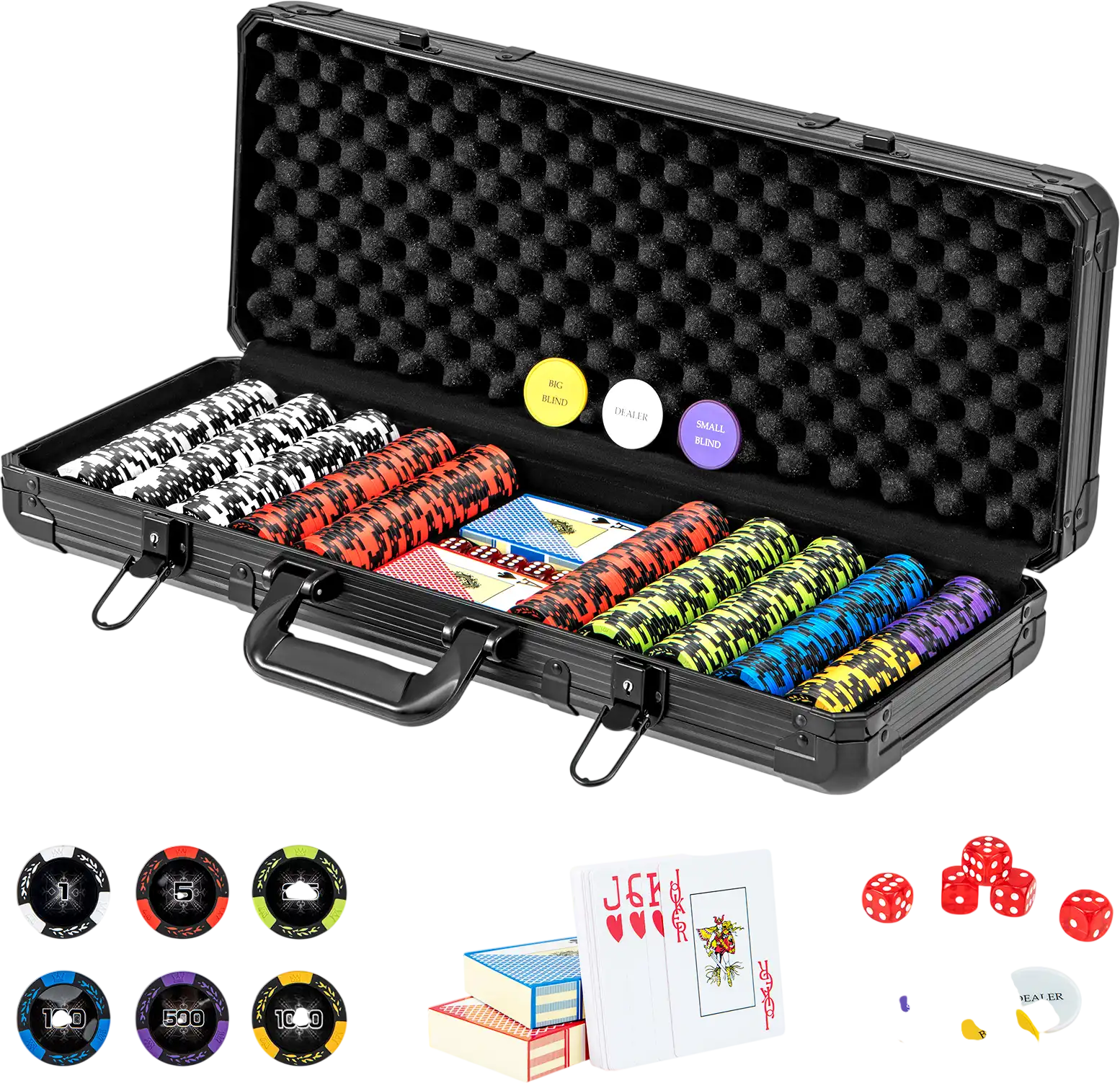 Costway Texas Holdem Poker Chip Set 500pc Claytec 14 Gram 56847213 New
