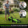 14-inch corded electric lawn mower with a 12-amp motor, featuring 5-position height adjustment for efficient mowing.