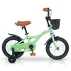 14-inch green girls bike with basket, adjustable seat, training wheels, and safety features for kids aged 3-5 years.