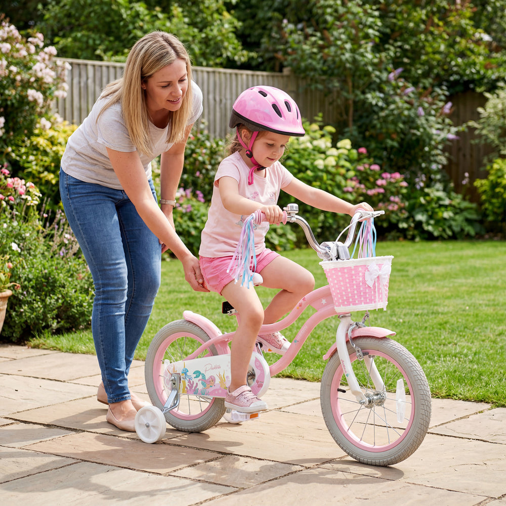 14 Inch Kids Bike Adjustable with Basket and Streamers for Girls Aged 3-5 Years Old Pink - Gallery View 1 of 9