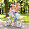 14 Inch Kids Bike Adjustable with Basket and Streamers Blue for Kids Aged 3-5 Years Old - Princess of the Sea Theme - Gallery View 1 of 10