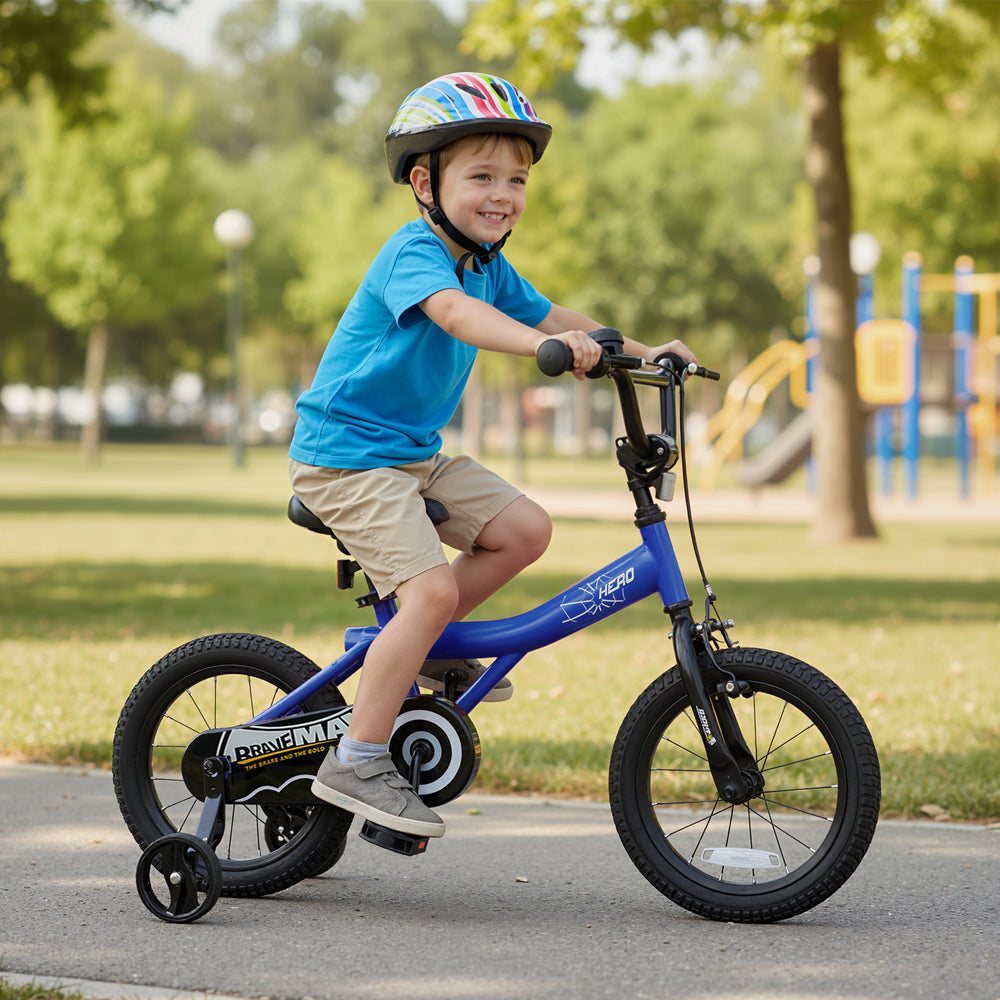 14-Inch Kids Bike with Removable Training Wheels Navy - Brave Hero - Gallery View 1 of 10
