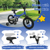 14-inch navy kids bike with removable training wheels, adjustable saddle and handlebar for growing children.