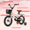 14-inch kids bike with basket, adjustable handlebar, dual brakes, and ergonomic seat for ages 3-5, ideal for safe.