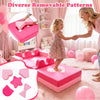 Kids play couch modular foam climbing blocks in pink, featuring removable patterns for shape recognition and endless.