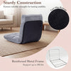 Adjustable cushioned floor chair in light gray with a reinforced metal frame, perfect for versatile seating and support.