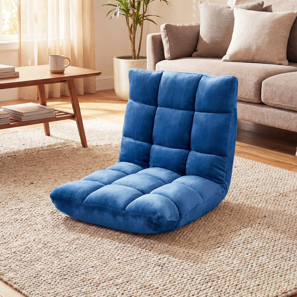 14-Position Adjustable Cushioned Floor Chair-Blue - Gallery View 1 of 10