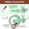 14-inch kids bike with adjustable seat, dual brake system, and removable training wheels for safe riding.