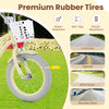 Close-up of 14-inch kids bike tire, featuring premium rubber for wear-resistance and shock-absorbent performance.
