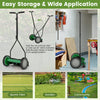 14-inch push lawn mower in green with 5 steel blades and detachable grass catcher, ideal for efficient lawn care.