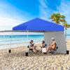 14 x 9.2 Feet Pop up Canopy Tent with 2 Convertible Sidewalls to Awning and Stakes-Blue - Gallery View 1 of 10