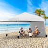 14 x 9.2 Feet Pop up Canopy Tent with 2 Convertible Sidewalls to Awning and Stakes-White - Gallery View 1 of 10