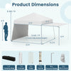 14 x 9.2 feet white pop-up canopy tent with adjustable height, two sidewalls, and included stakes for outdoor events.