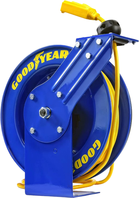 Goodyear GUR073 Retractable Extension Cord Reel Mountable 14AWG x 100' 14A Triple Connector New