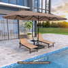 15.5 FT Extra-Large Patio Umbrella with LED Solar Lights and Crank Handle-Brown - Gallery View 1 of 10