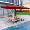 15.5 FT Extra-Large Patio Umbrella with LED Solar Lights and Crank Handle-Red - Gallery View 1 of 7