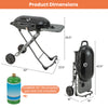 Portable propane BBQ grill with wheels, side shelf, and 15,000 BTU burner for efficient outdoor cooking.