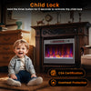 23-inch recessed electric fireplace insert with remote control, featuring vibrant flame settings and child lock for.