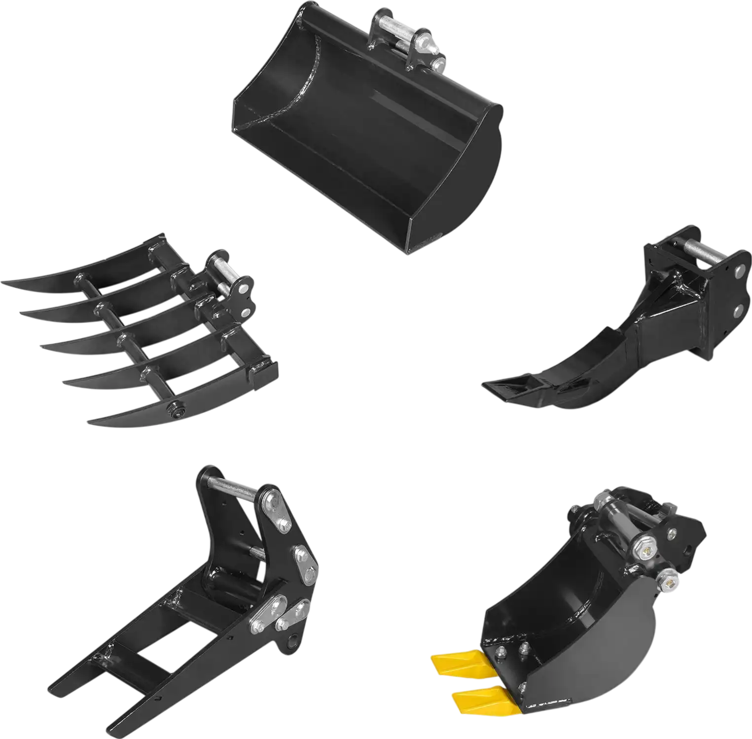 MechMaxx 150554 Mini Excavator Attachments 5-Piece Attachment Set for Mini Compact Excavator New