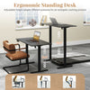 Ergonomic electric standing desk with adjustable height from 28.5" to 46.5", featuring a black finish and memory.