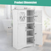 Over the toilet cabinet with dimensions 42.5" height, 23.5" width, and 12" depth, featuring adjustable shelves for.