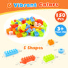 Colorful 150-piece toddler building blocks set in various shapes, perfect for STEM learning and creative play for ages.