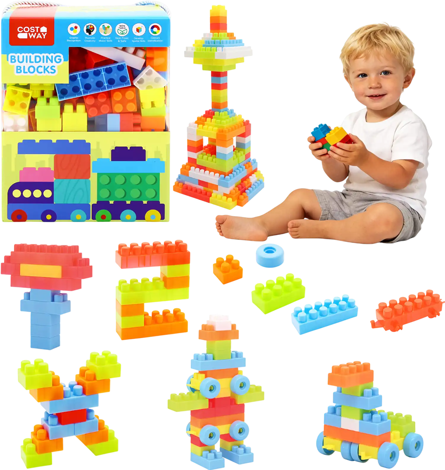 Costway 150 Pcs Toddler STEM Montessori Building Blocks Early Learning Toy 59108337 New