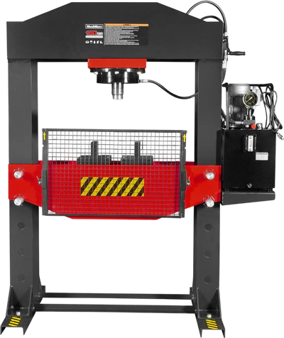 MechMaxx HSP150E Hydraulic Shop Press 150 Ton H-Frame Electric Double-Acting Cylinder Chain-Driven Table Lift 110V Motor Safety Guard New