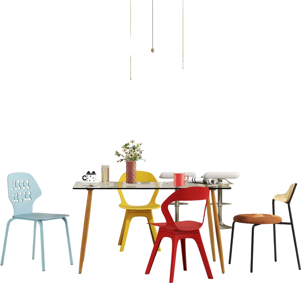 4-Piece Modern Dining Set with Chairs Bar Stools Dresser and Glass Dining Table