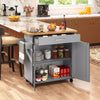 Rolling kitchen island cart in gray with spacious countertop, large drawer, and adjustable cabinet shelf for organized.