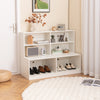White entryway shoe cabinet featuring 4-cube storage and 2 compartments for shoes, ideal for organizing your space.
