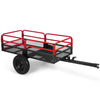 Heavy-duty metal dump cart trailer with 1540 lbs capacity and 17.6 cu.ft cargo space, ideal for outdoor hauling tasks.