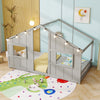 Twin Size House Bed with LED Lights Montessori Slat-free Floor Bed-Grey - Gallery View 1 of 10