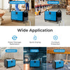 155 pint dehumidifier in blue with adjustable feet, ideal for crawl spaces and basements, showcasing wide application.