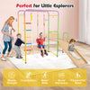 Indoor jungle gym playset with multicolor design, featuring swings, slide, and monkey bars for kids over 3 years old.